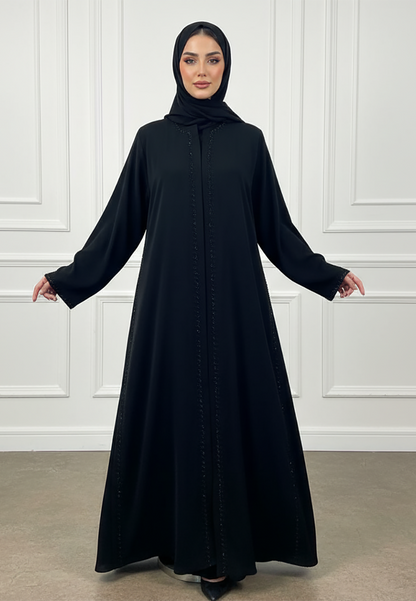 Elegant-Black-Beaded-Abaya-898