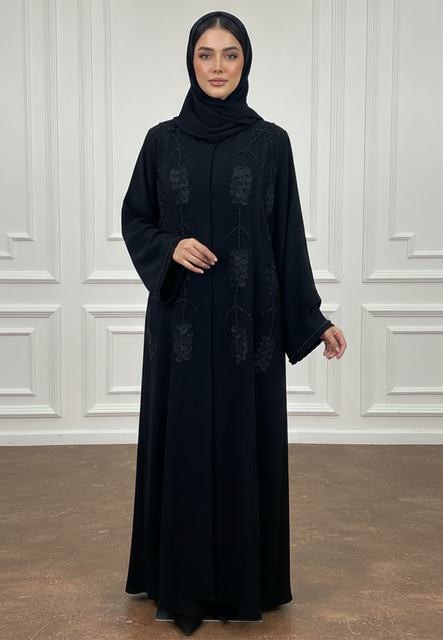 Salma-Embroidered-Vine-Abaya-|-Nida-Fabric-906