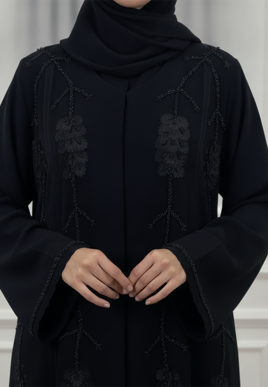 Salma-Embroidered-Vine-Abaya-|-Nida-Fabric-906