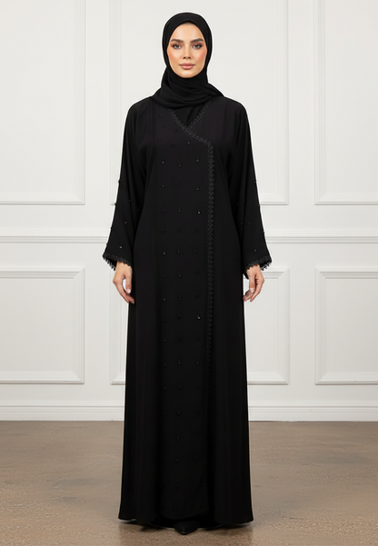 Fatima-Wrap-Style-Scattered-Bead-Abaya-|-Nida-Fabric-907