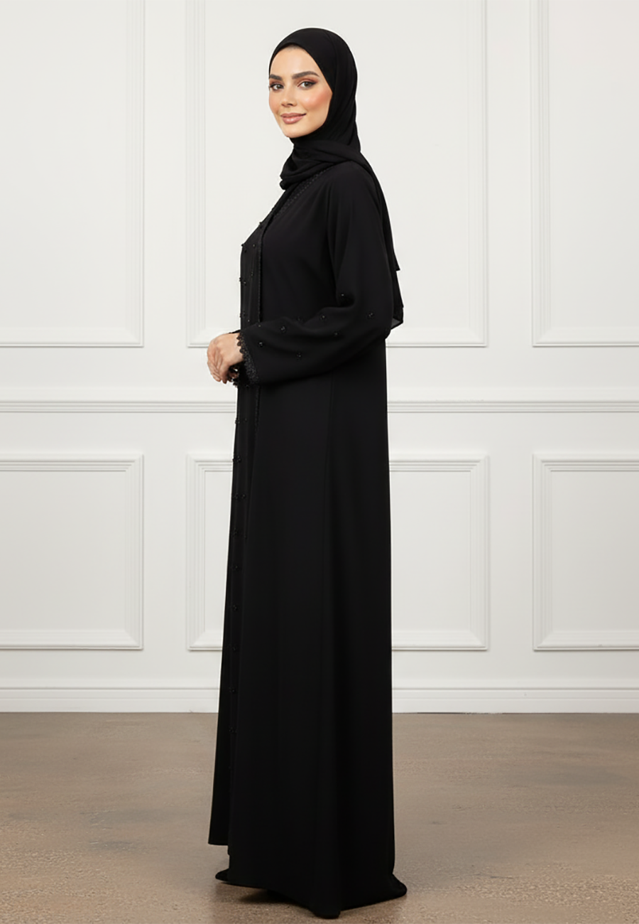 Fatima-Wrap-Style-Scattered-Bead-Abaya-|-Nida-Fabric-907