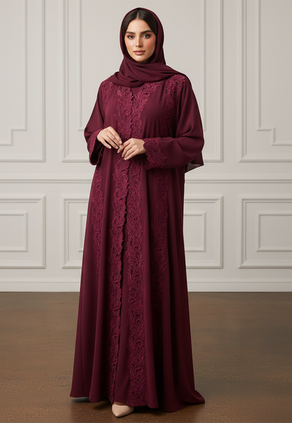 Inaya-Baroque-Lace-Abaya|-Nida-Fabric-908