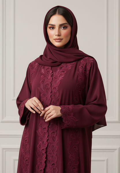 Inaya-Baroque-Lace-Abaya|-Nida-Fabric-908