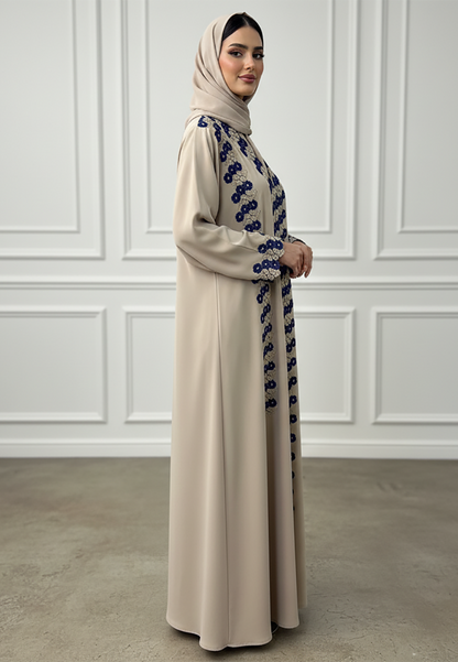 Farida-Contrast-Floral-Lace-Abaya-|-Nida-Fabric-909