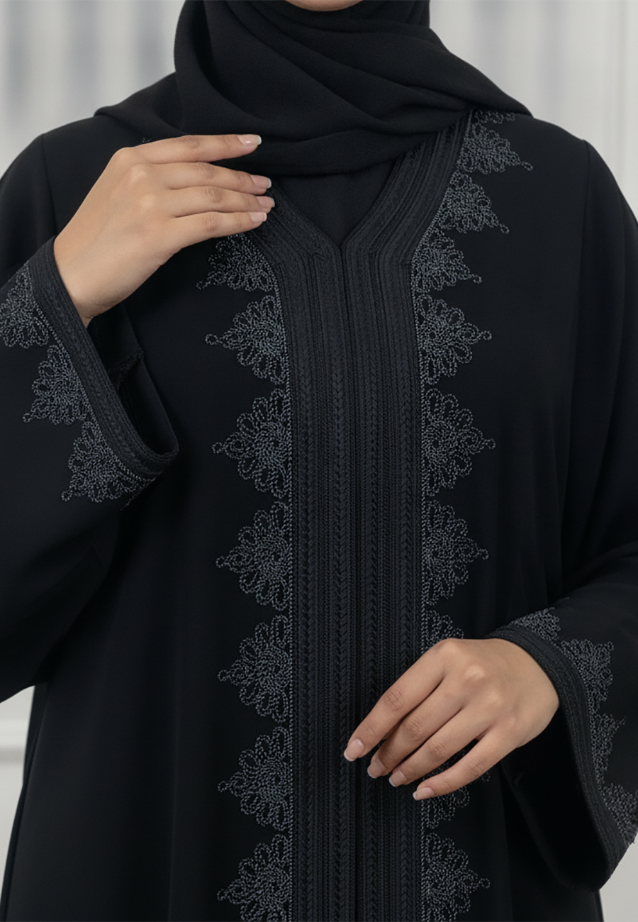 Baroque-Embroidered-Abaya-|-Nida-Fabric-913