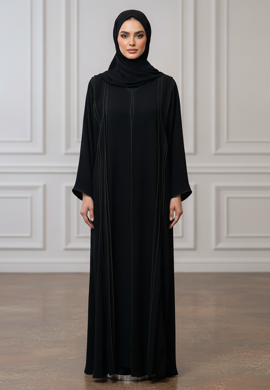 Geometric-Stitch-Abaya-|-Nida-Fabric-916