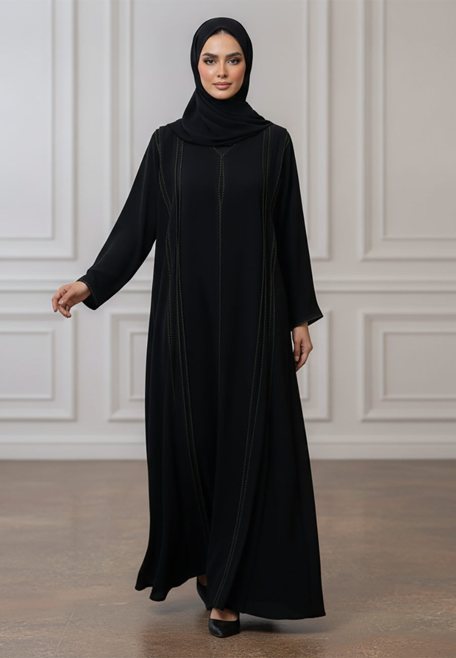 Geometric-Stitch-Abaya-|-Nida-Fabric-916
