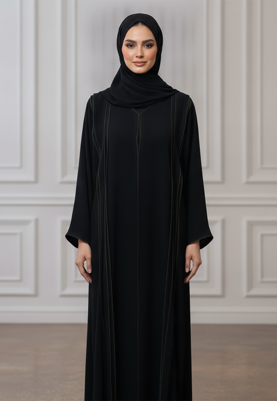 Geometric-Stitch-Abaya-|-Nida-Fabric-916
