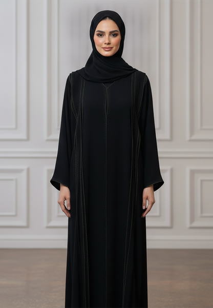 Geometric-Stitch-Abaya-|-Nida-Fabric-916