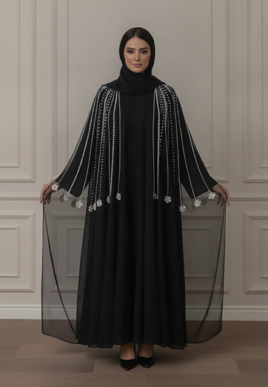 Pearl-Embellished-Abaya-|-Net-&-Nida-Fabric-917