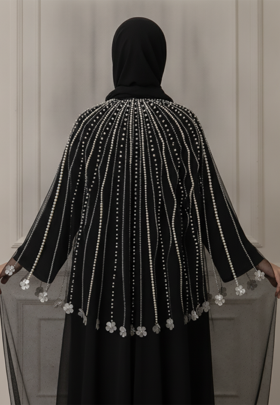 Pearl-Embellished-Abaya-|-Net-&-Nida-Fabric-917