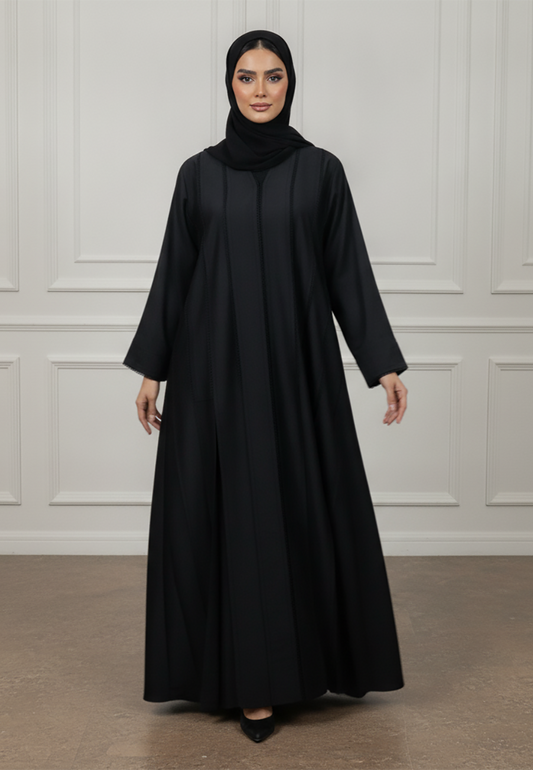 Textured-Panel-Abaya-|-Linen-Blend-Fabric-918