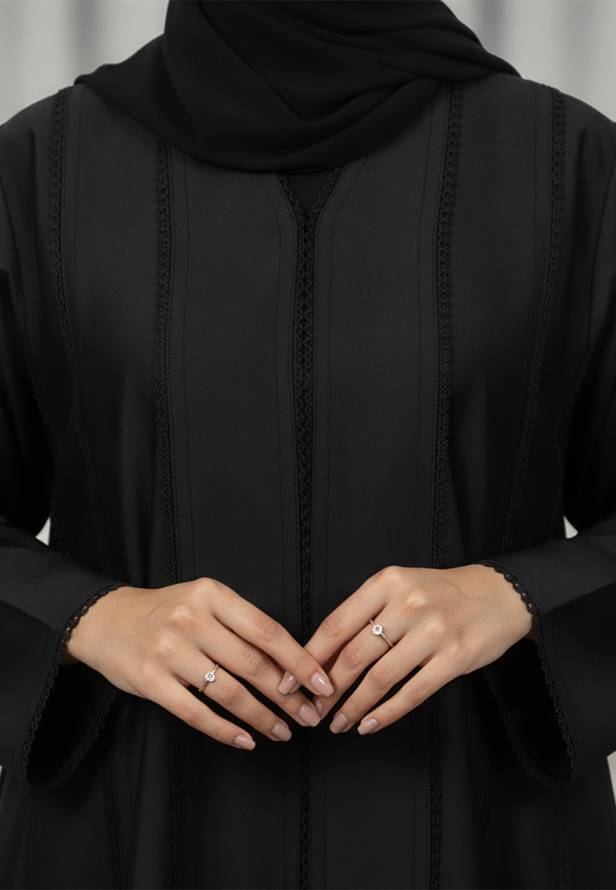 Textured-Panel-Abaya-|-Linen-Blend-Fabric-918