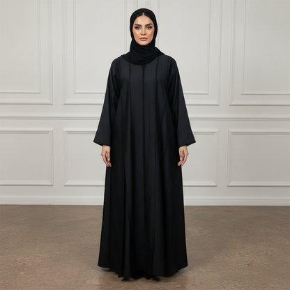 Textured-Panel-Abaya-|-Linen-Blend-Fabric-918