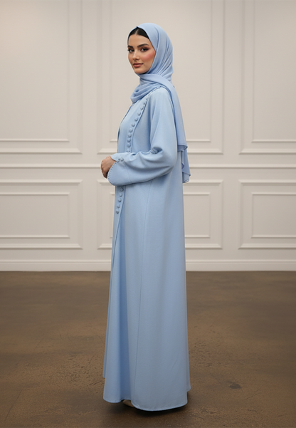 Button-Accent-Abaya-|Linen-Blend-Fabric-922