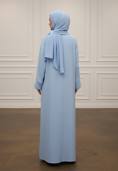 Button-Accent-Abaya-|Linen-Blend-Fabric-922