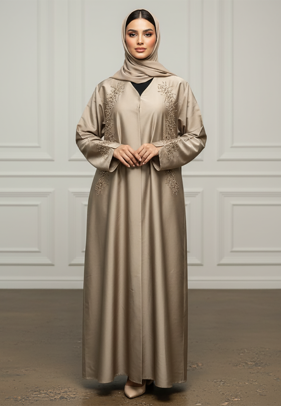 Hand-Beaded-Shimmer-Abaya-|-Silk-Blend-Fabric-924