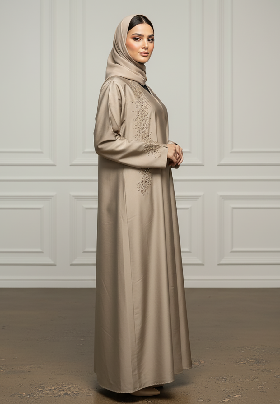 Hand-Beaded-Shimmer-Abaya-|-Silk-Blend-Fabric-924