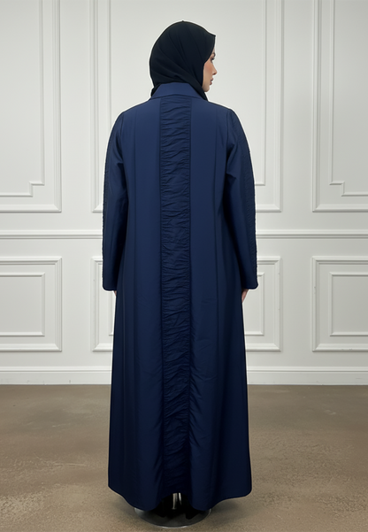 Ruched-Sleeve-Abaya-|-Cotton-Blend-Fabric-929