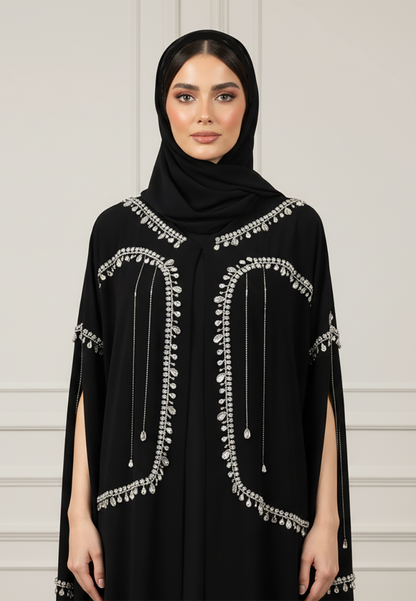 Beaded-Cape-Abaya-|Crepe-Fabric-930