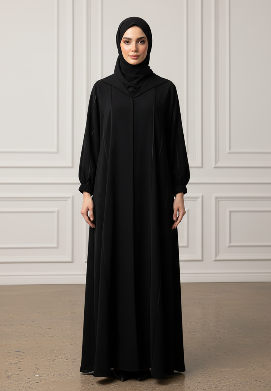 Hooded-Panel-Abaya-|-Nida-Fabric-931