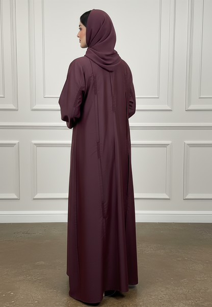 Textured-Panel-Abaya|Silk-Blend-Fabric-933