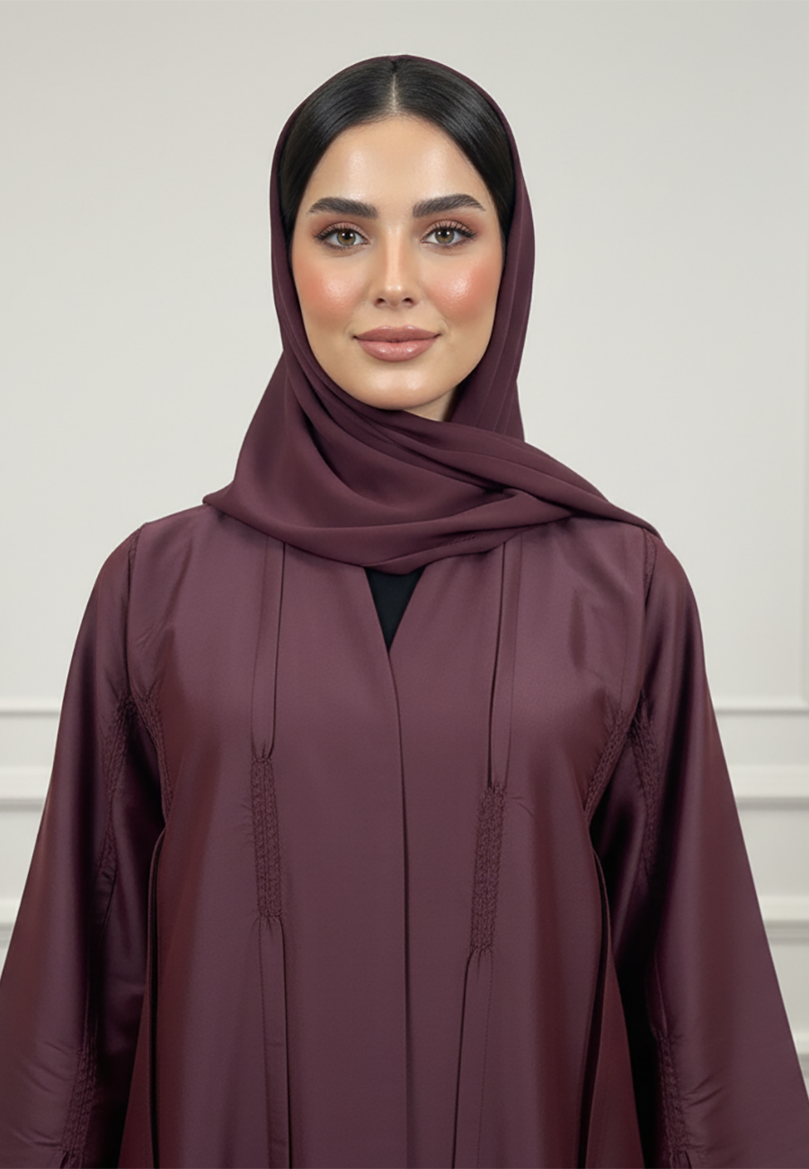 Textured-Panel-Abaya|Silk-Blend-Fabric-933