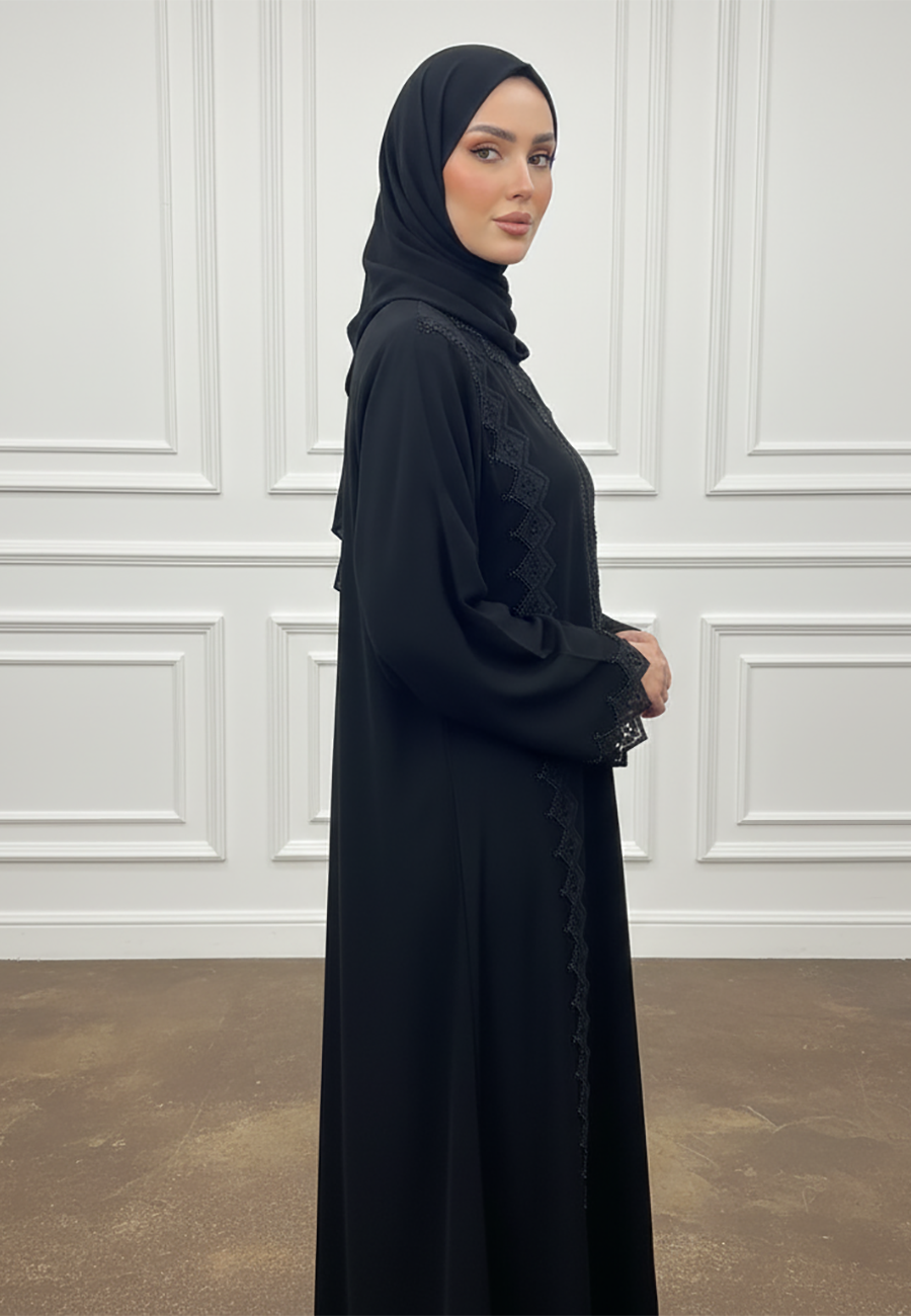 Geometric-Lace-Abaya-|-Nida-Fabric-936
