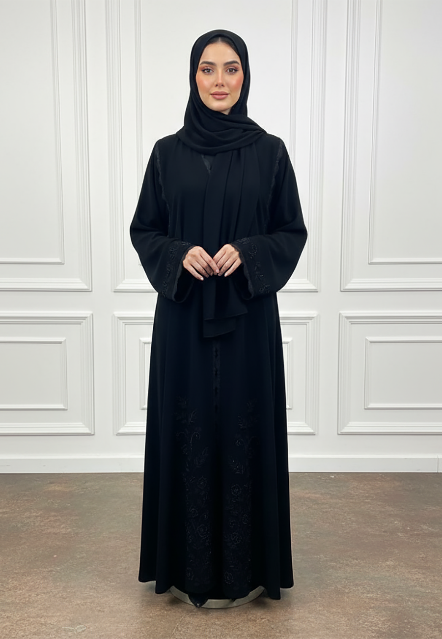 Braided-Accent-Abaya|Crepe-Fabric-937
