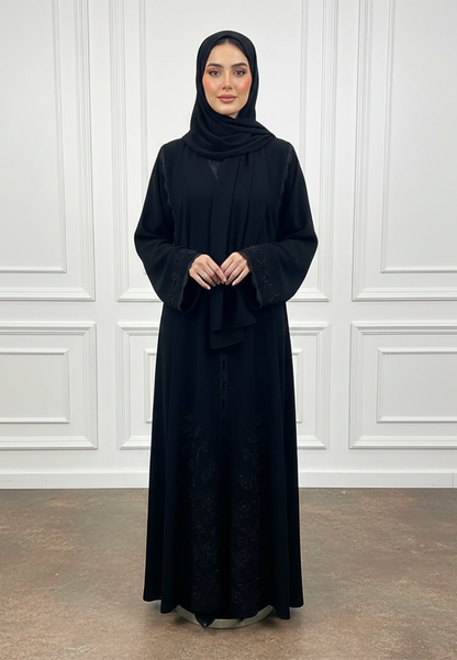 Braided-Accent-Abaya|Crepe-Fabric-937