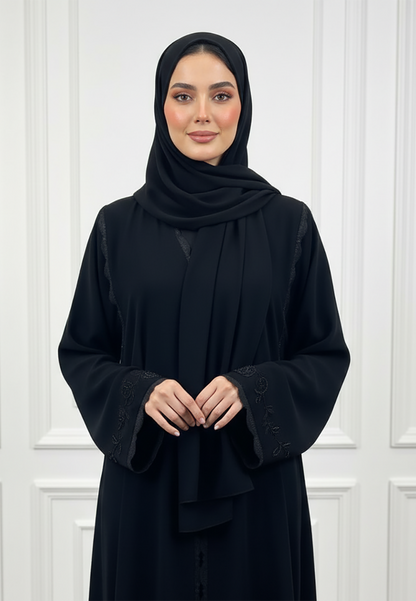 Braided-Accent-Abaya|Crepe-Fabric-937