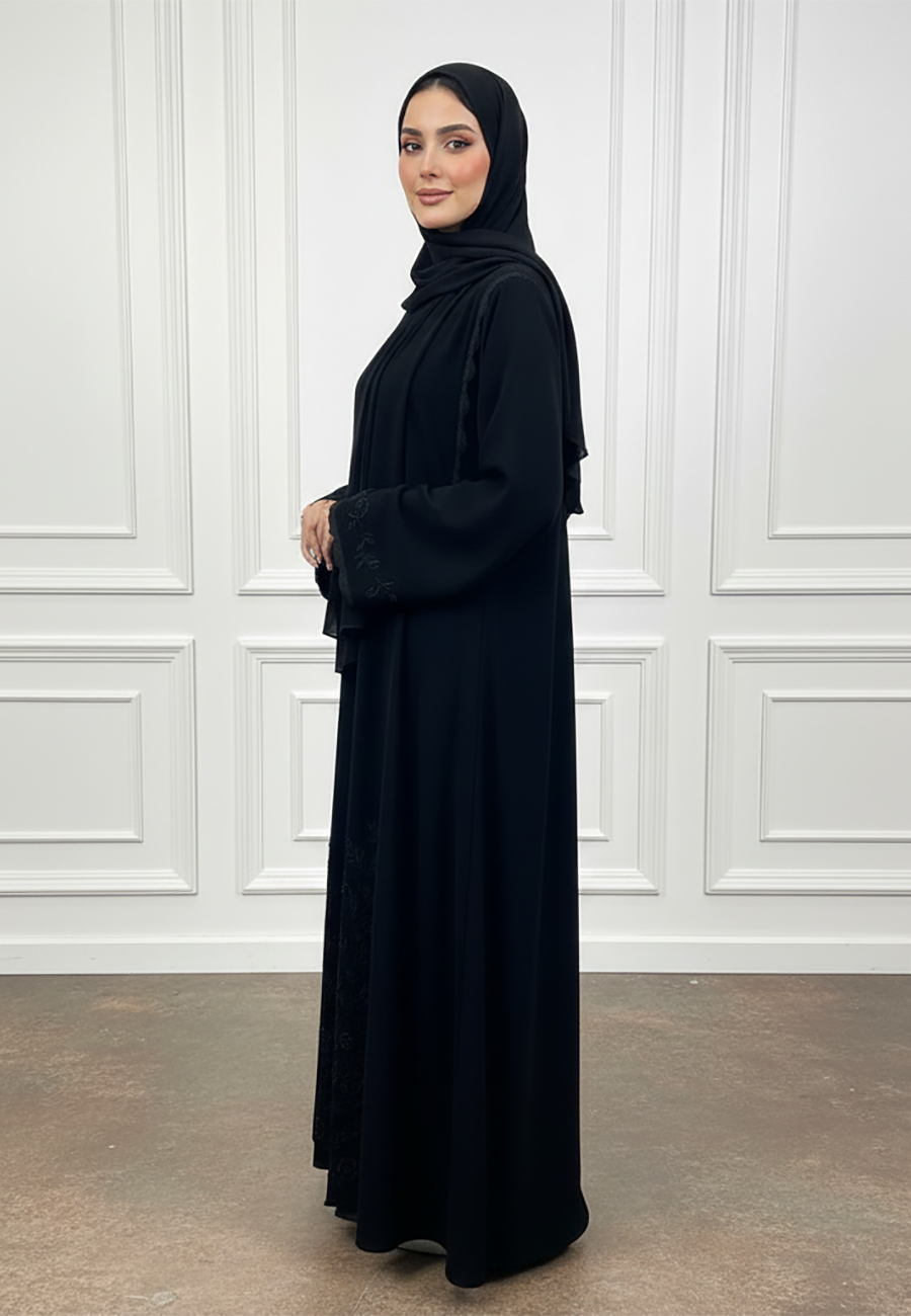 Braided-Accent-Abaya|Crepe-Fabric-937