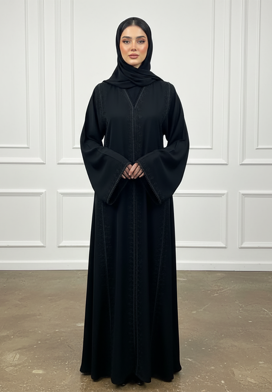 Braided-Accent-Abaya|Nida-Fabric-938