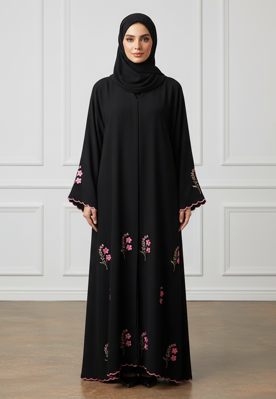 Scalloped-Floral-Abaya|Nida-Fabric-939