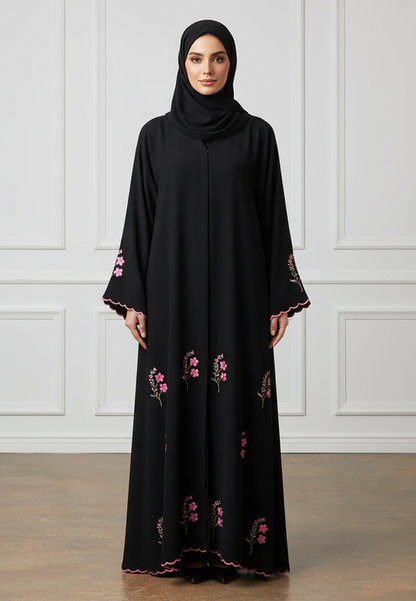 Scalloped-Floral-Abaya|Nida-Fabric-939