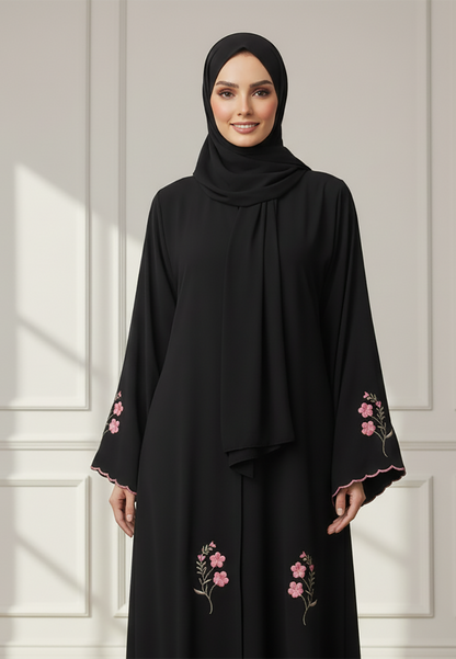 Scalloped-Floral-Abaya|Nida-Fabric-939