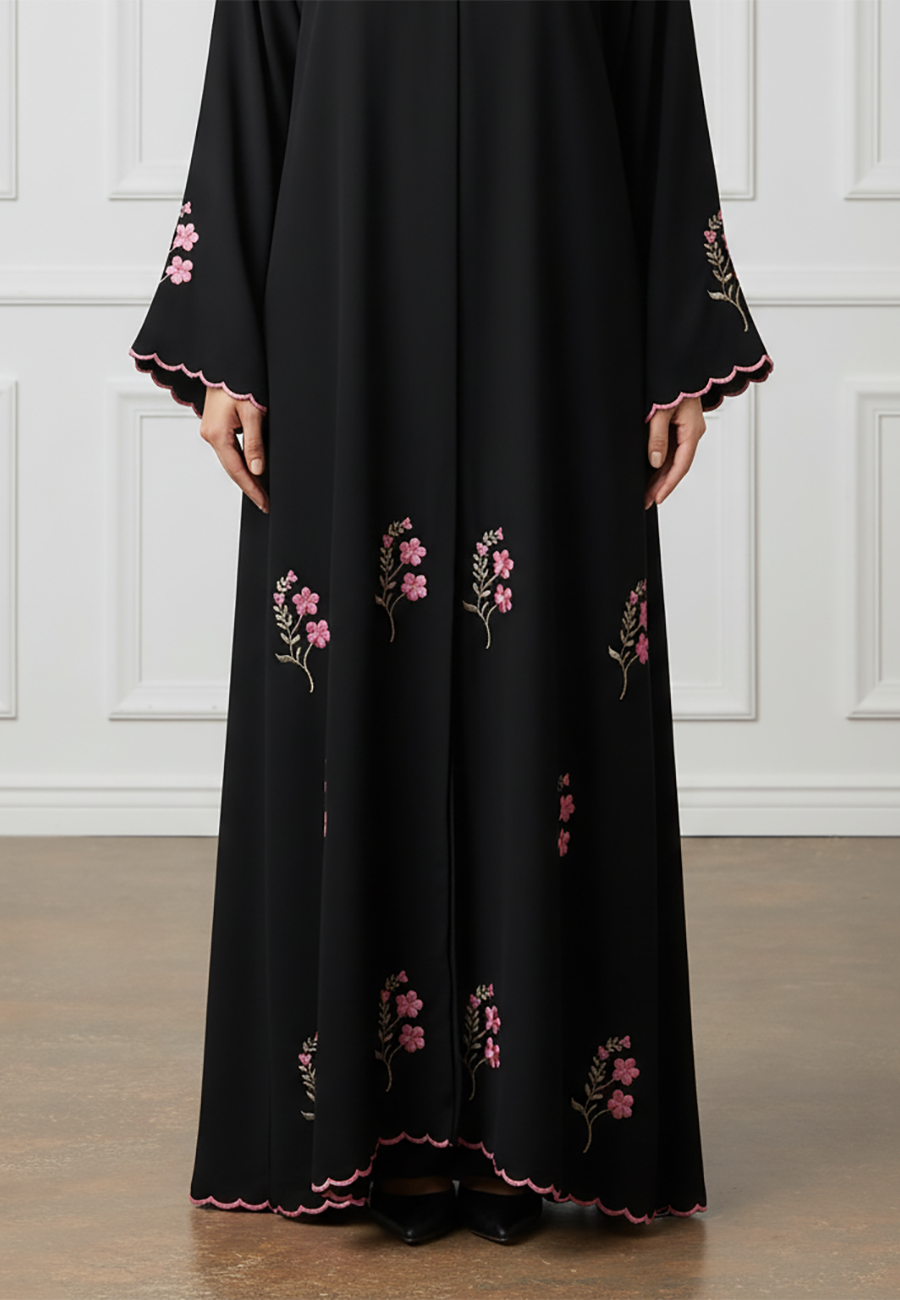 Scalloped-Floral-Abaya|Nida-Fabric-939