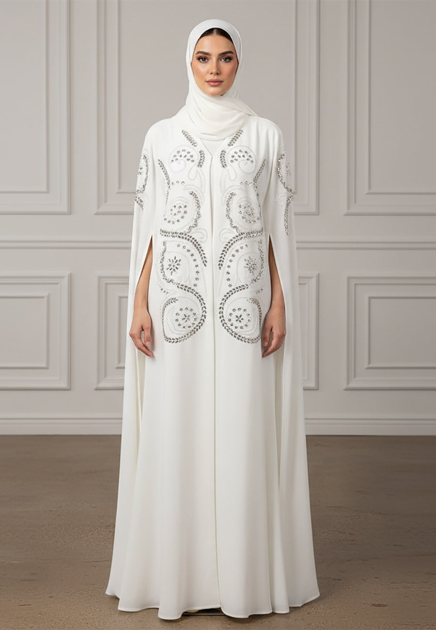 Beaded-Cape-Abaya-|Crepe-Fabric-942