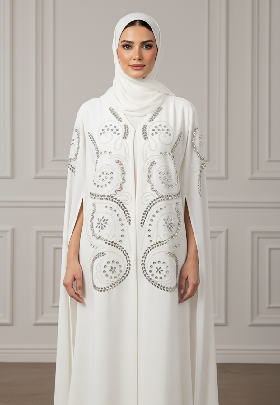 Beaded-Cape-Abaya-|Crepe-Fabric-942