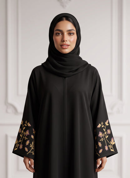Golden-Flora-Embroidered-Abaya-|-Nida-Fabtic-946