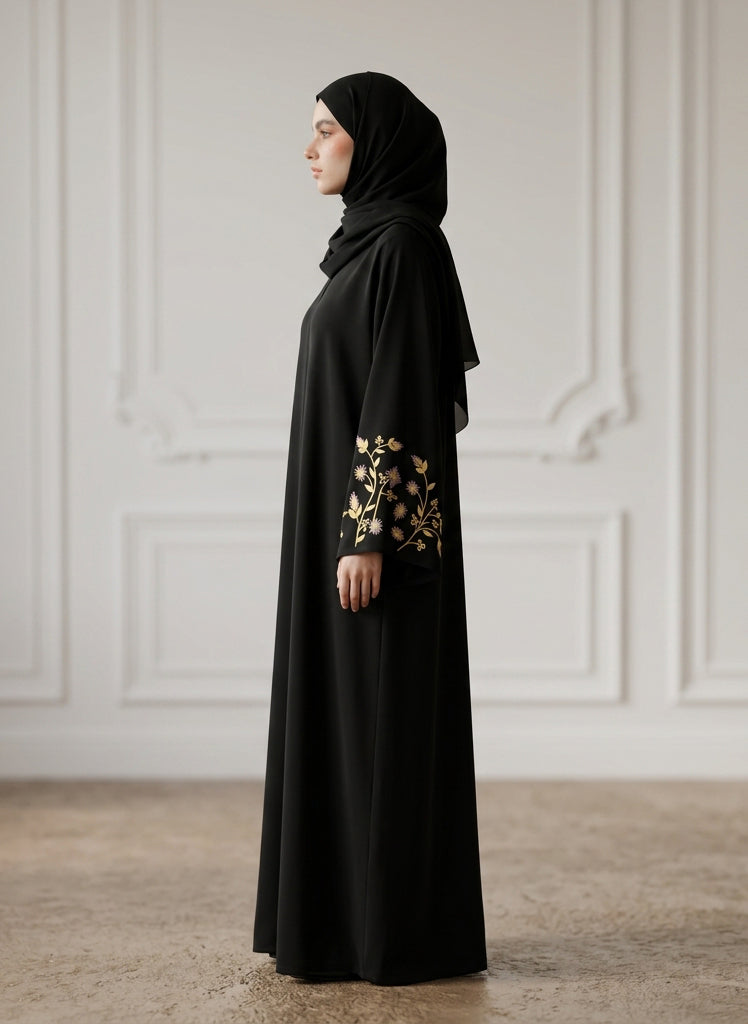 Golden-Flora-Embroidered-Abaya-|-Nida-Fabtic-946