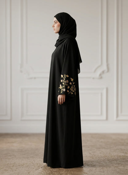 Golden-Flora-Embroidered-Abaya-|-Nida-Fabtic-946