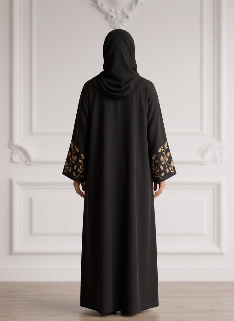 Golden-Flora-Embroidered-Abaya-|-Nida-Fabtic-946