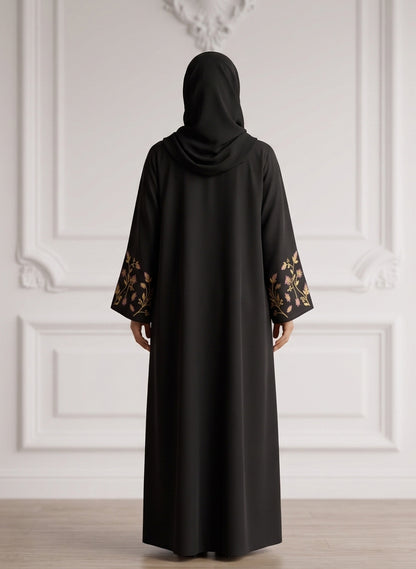 Golden-Flora-Embroidered-Abaya-|-Nida-Fabtic-946