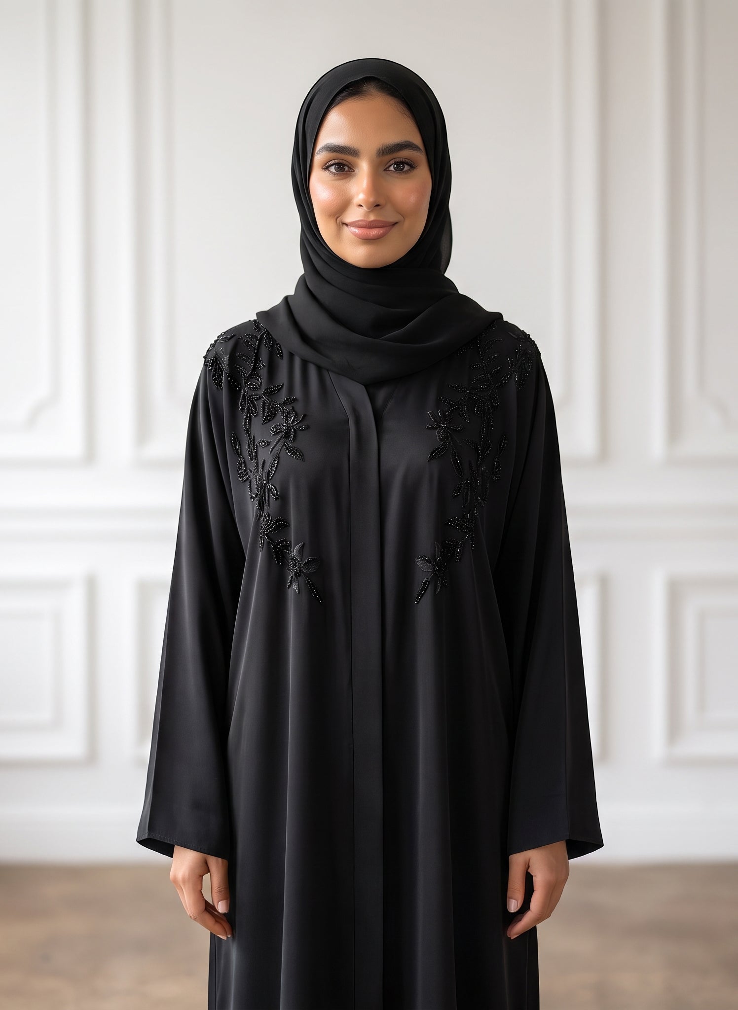 Luxe-Beaded-Floral-Bodice-Abaya-|-Nida-Fabtic-948