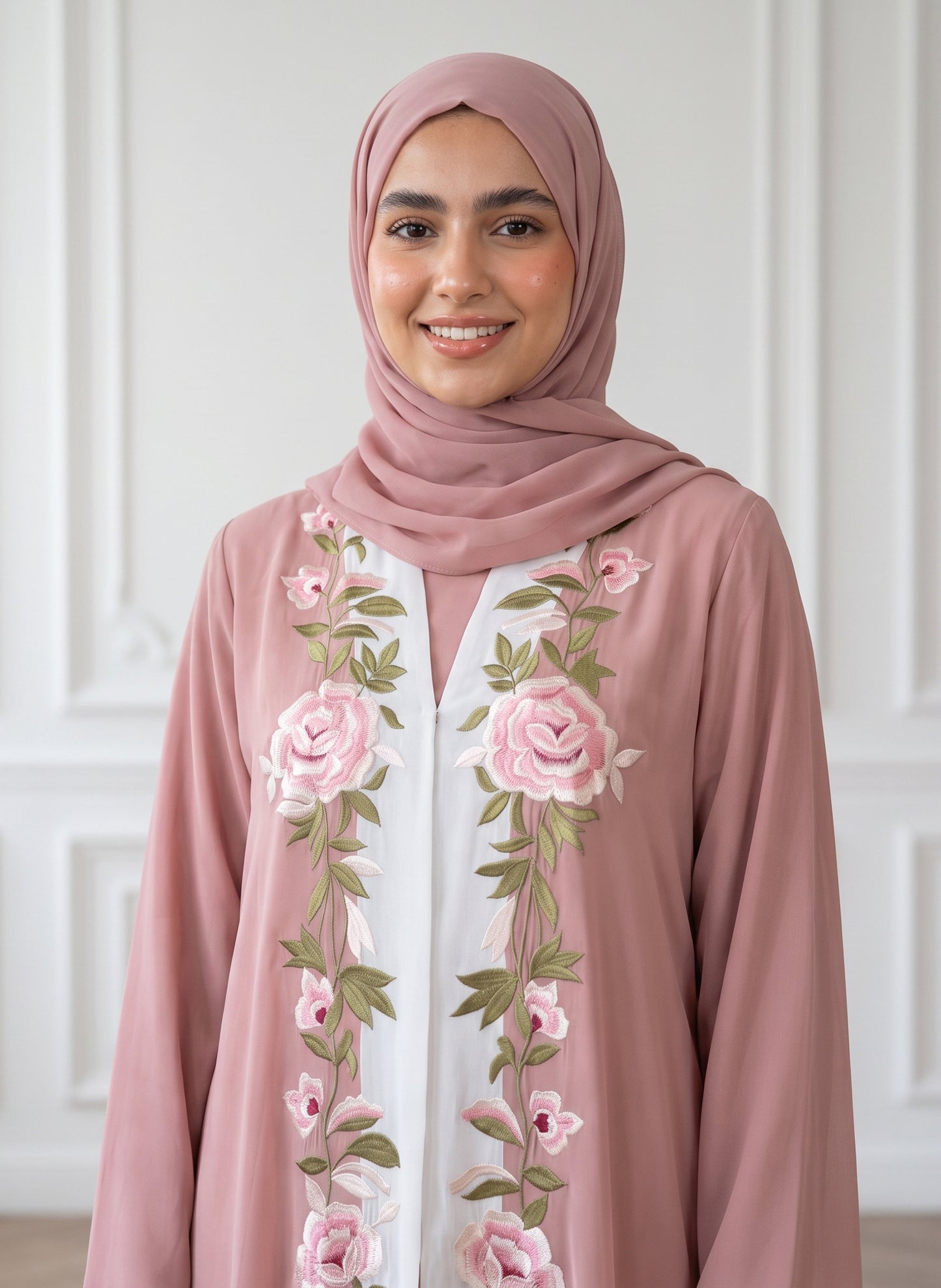 Dusty-Pink-Floral-Vine-Contrast-Panel-Abaya-954