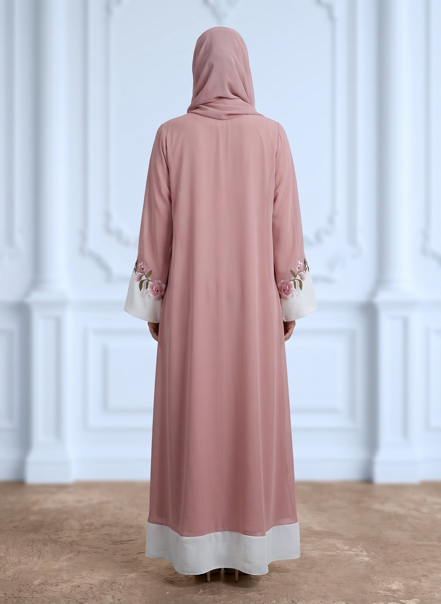 Dusty-Pink-Floral-Vine-Contrast-Panel-Abaya-954
