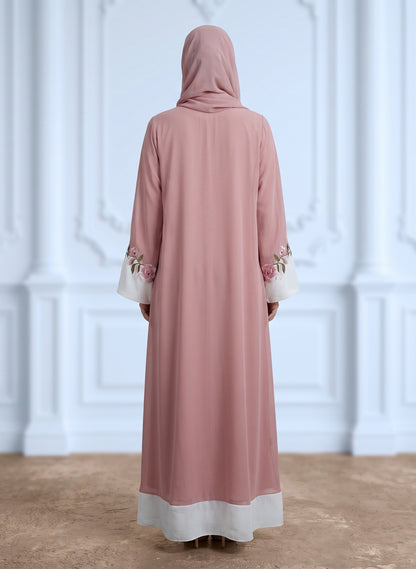 Dusty-Pink-Floral-Vine-Contrast-Panel-Abaya-954