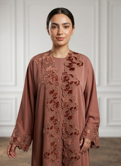 Muted-Rose-Appliqué-Lace-Bordered-Abaya-955