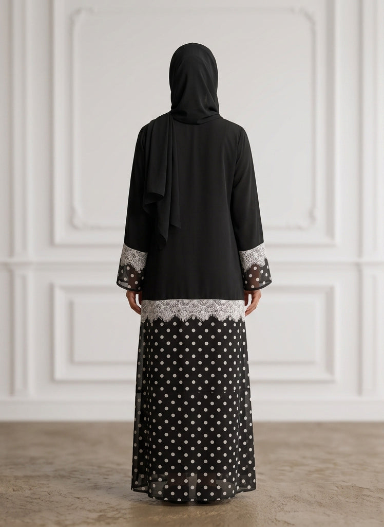 Monochrome-Lace-Trimmed-Polka-Dot-Abaya-956